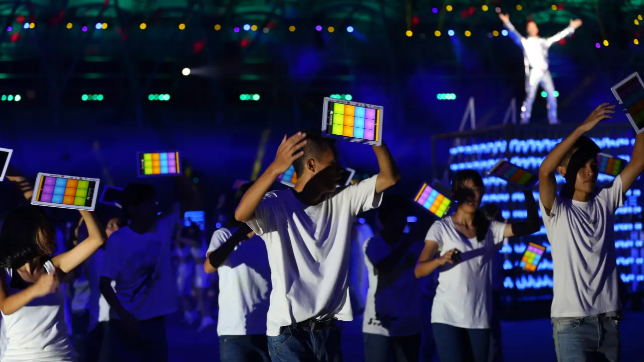 Crowd with Android tablets and Drum Pads 24 at the Taipei Universiade