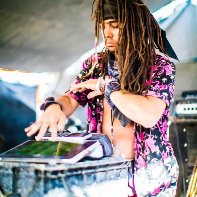 Jack Pharaoh playing live set at the Burning Man